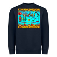Navy Battery Life Of A Teacher Tumbler Heavyweight Sweatshirt - BundleAndBundleShop