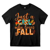 Black just a girl who loves fall Heavy Core Tee - BundleAndBundleShop