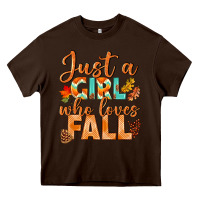 Chocolate Brown just a girl who loves fall Heavy Core Tee - BundleAndBundleShop