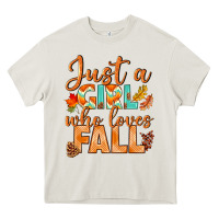 Cream just a girl who loves fall Heavy Core Tee - BundleAndBundleShop