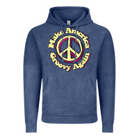 Vintage Denim Make America Groovy Again Peace Sign 70S Retro Vintage Hoodie - lanVoArt