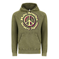 Vintage Olive Make America Groovy Again Peace Sign 70S Retro Vintage Hoodie - lanVoArt