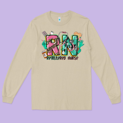 Registered Nurse Long Sleeve Tee Designed By Cowgirlartshop