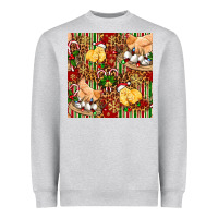 Heather Grey christmas chicken Heavyweight Sweatshirt - FaDigitalArtStudio