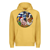 Antique Gold Farm And Pig Premium Hoodie - FaDigitalArtStudio