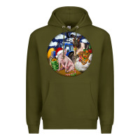 Army Green Farm And Pig Premium Hoodie - FaDigitalArtStudio