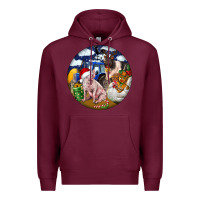 Burgundy Farm And Pig Premium Hoodie - FaDigitalArtStudio