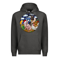 Charcoal Heather Farm And Pig Premium Hoodie - FaDigitalArtStudio