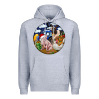 Heather Grey Farm And Pig Premium Hoodie - FaDigitalArtStudio