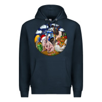 Navy Farm And Pig Premium Hoodie - FaDigitalArtStudio