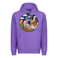 Purple Farm And Pig Premium Hoodie - FaDigitalArtStudio