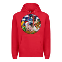 Red Farm And Pig Premium Hoodie - FaDigitalArtStudio