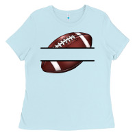 Baby Blue football name frame Ladies Tee - BarkalooDesign