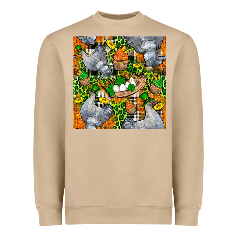 St. Patricks Chicken With Cupcake Leopard Heavyweight Sweatshirt by FaDigitalArtStudio | Teevron