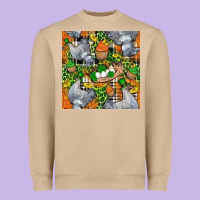 St. Patricks Chicken With Cupcake Leopard Heavyweight Sweatshirt Designed By Fadigitalartstudio