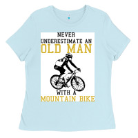 Baby Blue Never Underestimate An Old Man With A Mountain Bike Ladies Tee - Bettercallsaul