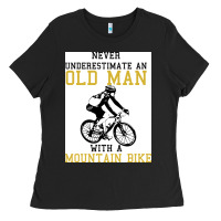 Never Underestimate An Old Man With A Mountain Bike Ladies Tee | Teevron