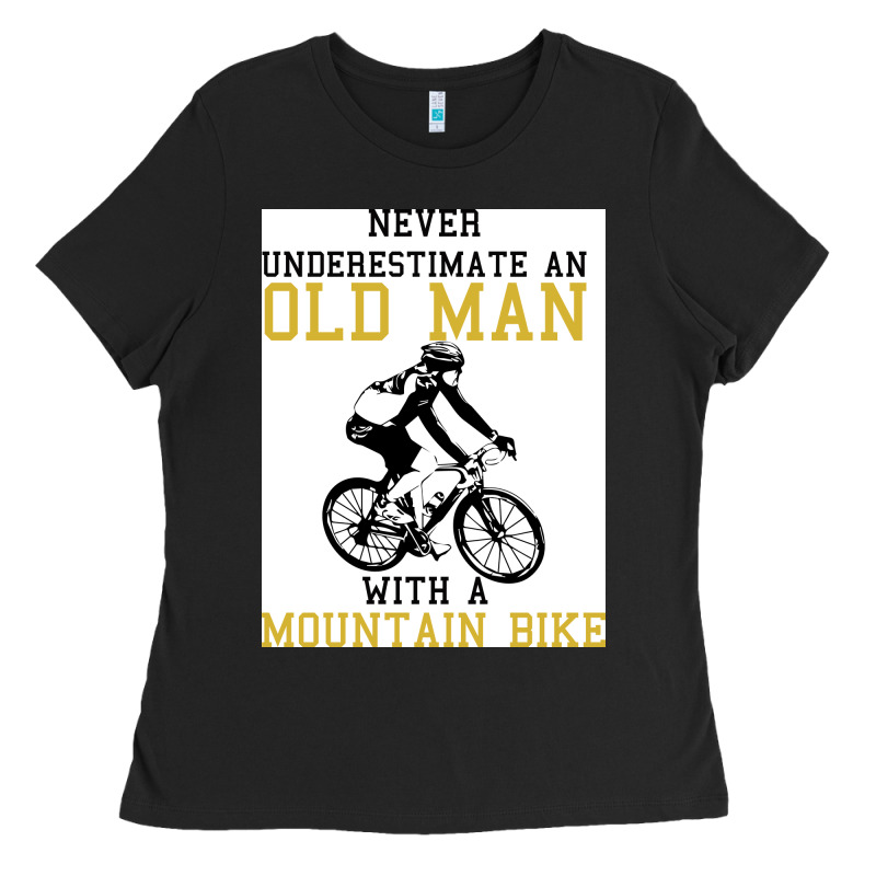 Never Underestimate An Old Man With A Mountain Bike Ladies Tee by Bettercallsaul | Teevron