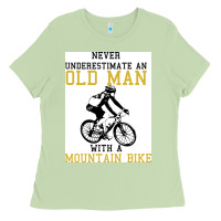 Matcha Never Underestimate An Old Man With A Mountain Bike Ladies Tee - Bettercallsaul