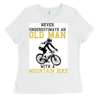 White Never Underestimate An Old Man With A Mountain Bike Ladies Tee - Bettercallsaul