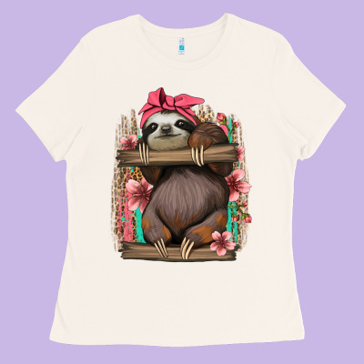 Cute Floral Baby Sloth Ladies Tee Designed By Jasminsmagicworld