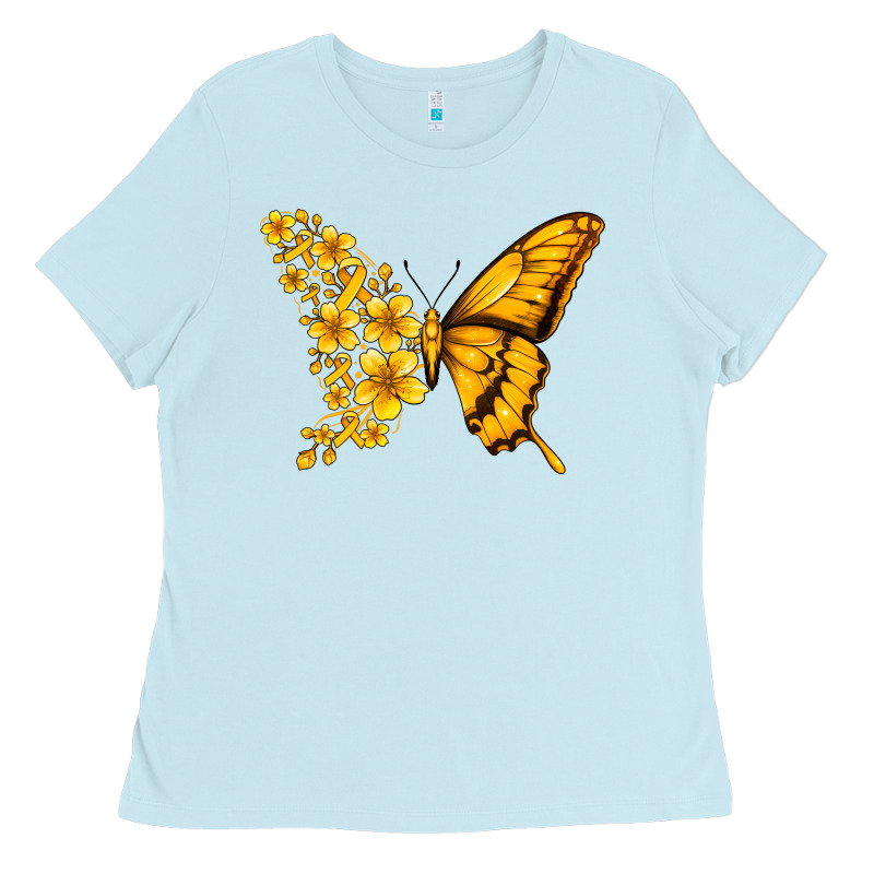 Childhood Cancer Butterfly Ladies Tee by Jasminsmagicworld | Teevron