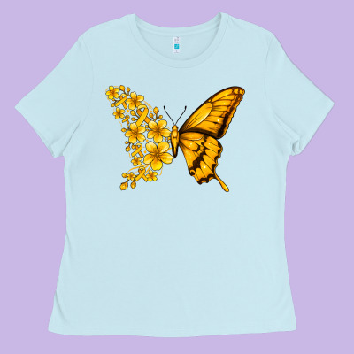 Childhood Cancer Butterfly Ladies Tee Designed By Jasminsmagicworld