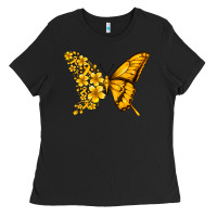 Black childhood cancer butterfly Ladies Tee - Jasminsmagicworld