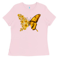 Bubblegum Pink childhood cancer butterfly Ladies Tee - Jasminsmagicworld