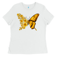 White childhood cancer butterfly Ladies Tee - Jasminsmagicworld