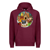 Burgundy Christmas coop ornament Premium Hoodie - FaDigitalArtStudio
