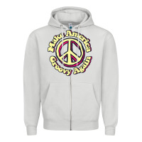 Dove Grey Make America Groovy Again Peace Sign 70S Retro Zipper Hoodie - lanVoArt