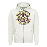 Oatmeal Heather Make America Groovy Again Peace Sign 70S Retro Zipper Hoodie - lanVoArt