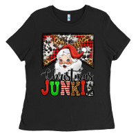Black Christmas junkie Santa Claus Ladies Tee - Jasminsmagicworld