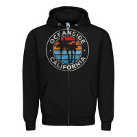Black Oceanside California Ca Vintage Retro 70S Zipper Hoodie - lanVoArt