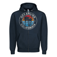 Navy Oceanside California Ca Vintage Retro 70S Zipper Hoodie - lanVoArt