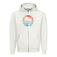 Oatmeal Heather Oceanside California Ca Vintage Retro 70S Zipper Hoodie - lanVoArt