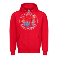 Oceanside California Ca Vintage Retro 70s Zipper Hoodie | Teevron
