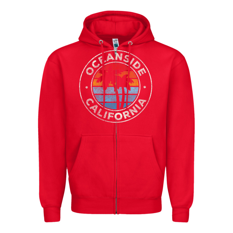 Oceanside California Ca Vintage Retro 70s Zipper Hoodie by lanVoArt | Teevron