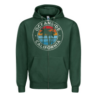 Sports Green Oceanside California Ca Vintage Retro 70S Zipper Hoodie - lanVoArt