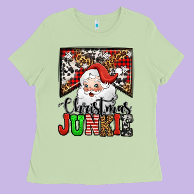 Christmas Junkie Santa Claus Ladies Tee Designed By Jasminsmagicworld