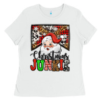 White Christmas junkie Santa Claus Ladies Tee - Jasminsmagicworld