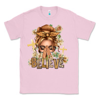 Bubblegum Pink Blonde Hair Believe Praying Caucasian Messy Bun Classic Tee - texasbilliewilder