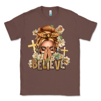 Chestnut Blonde Hair Believe Praying Caucasian Messy Bun Classic Tee - texasbilliewilder
