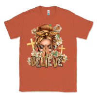 Copper Blonde Hair Believe Praying Caucasian Messy Bun Classic Tee - texasbilliewilder