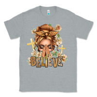 Heather Grey Blonde Hair Believe Praying Caucasian Messy Bun Classic Tee - texasbilliewilder