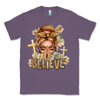 Lavender Blonde Hair Believe Praying Caucasian Messy Bun Classic Tee - texasbilliewilder