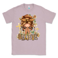 Lilac Blonde Hair Believe Praying Caucasian Messy Bun Classic Tee - texasbilliewilder