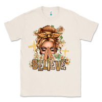 Natural Blonde Hair Believe Praying Caucasian Messy Bun Classic Tee - texasbilliewilder