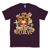 Plum Blonde Hair Believe Praying Caucasian Messy Bun Classic Tee - texasbilliewilder